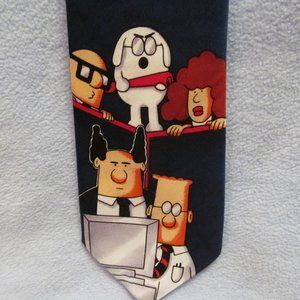 NEW Dilbert & Dogbert Mens Necktie ~ Office Humor The Boss Alice Wally Blue Tie